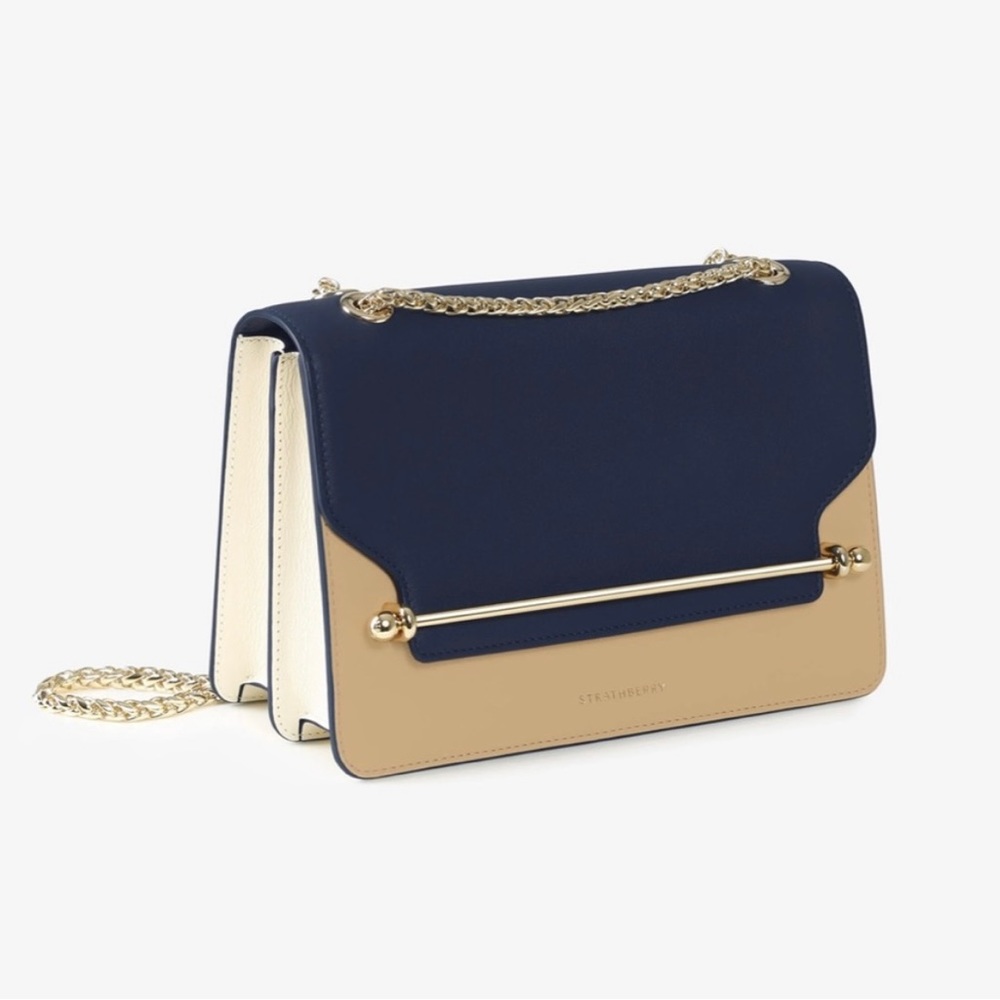 Strathberry East West Crossbody! Blue & Latte/Vanilla